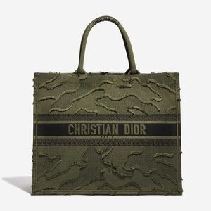Dior Book Tote Large Camouflage Embroidery Canvas Green